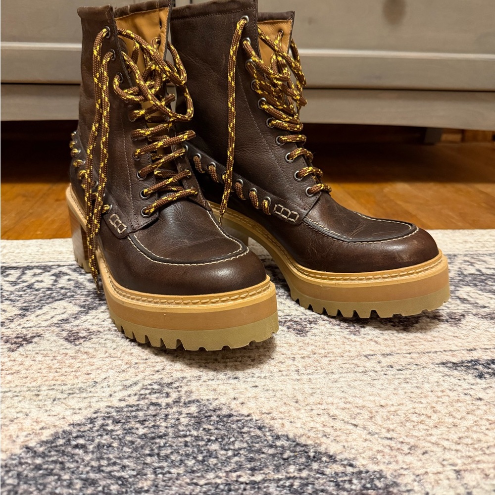 See By Chloe Mahalia Lace Up Lug Sole Boots
